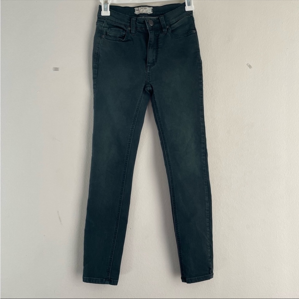 Free People high rise teal green blue skinny jeans